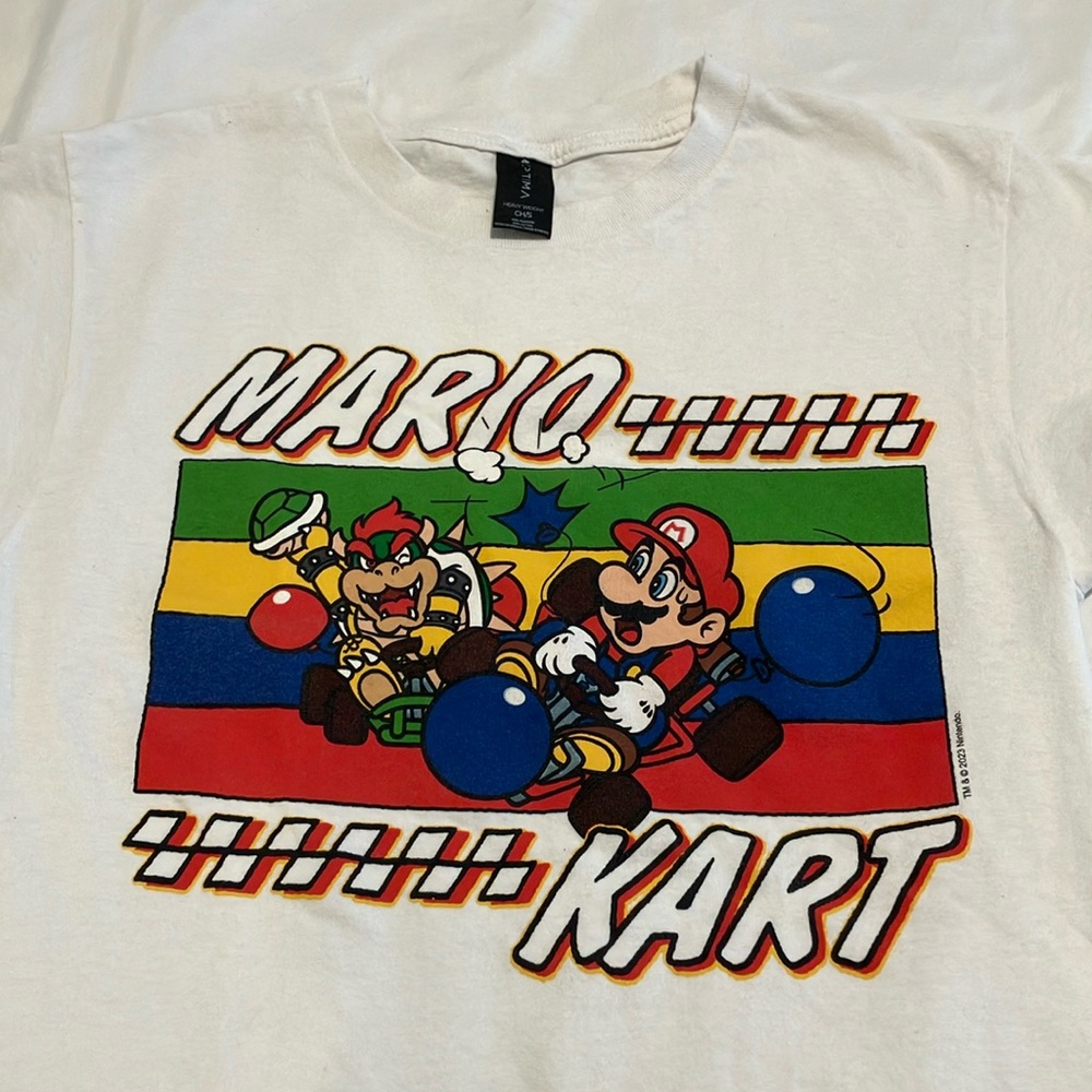 Red and White Short Sleeve Tee with Graphic Design
